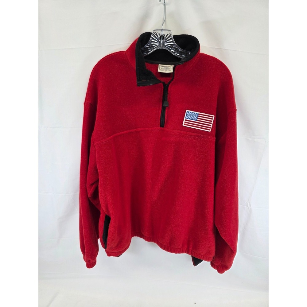 Timberline Colorado Mens Red Fleece Quarter Zip Pullover American Flag Patch L